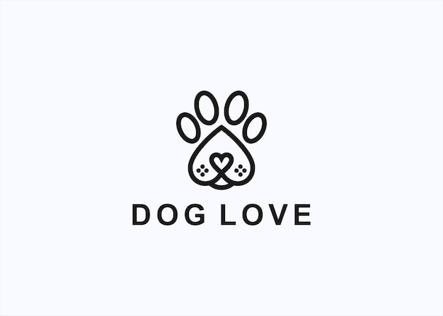 Вектор Дизайн логотипа собаки любви векторный силуэт иллюстрация