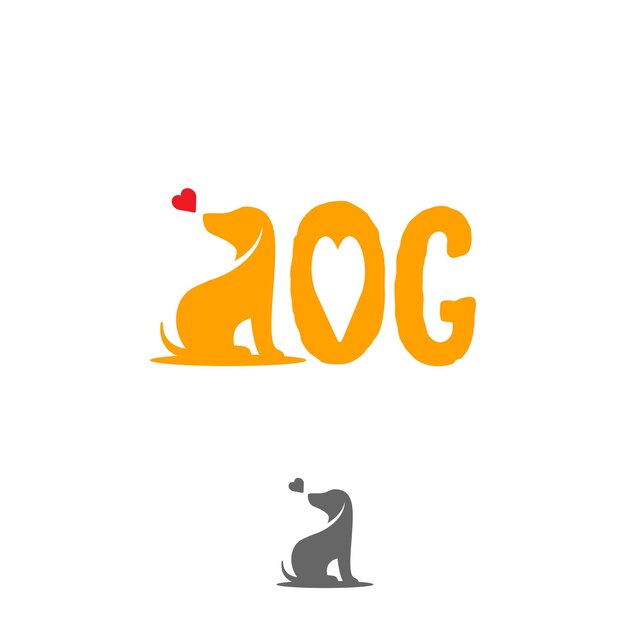 Vector love dog with dog logo icon