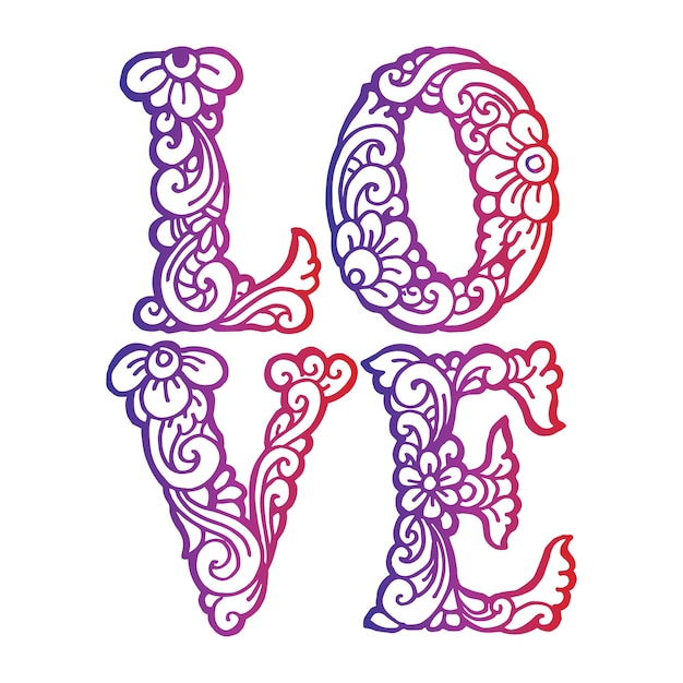 Love doodle hand lettering typography background vector