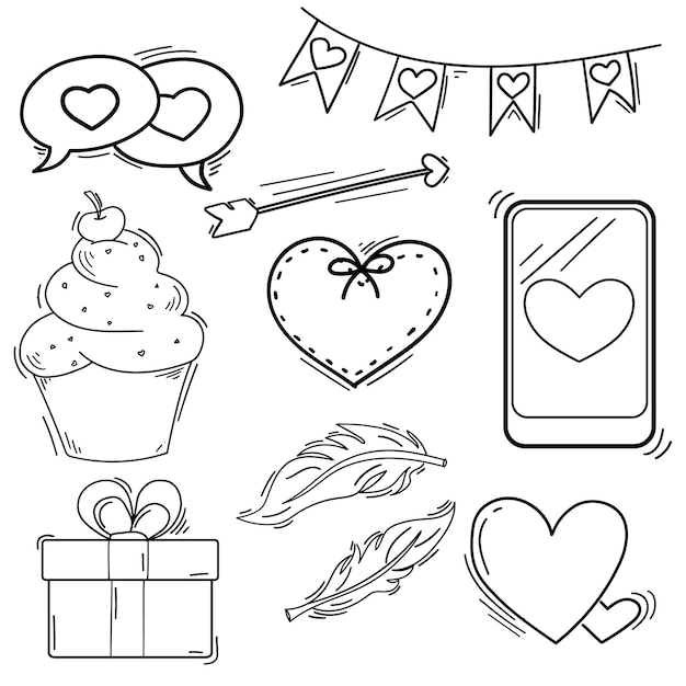 Love doodle vector set