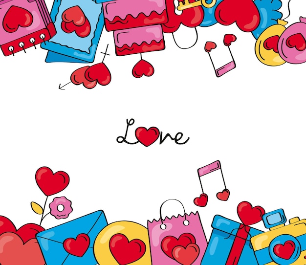 Vector love doodles frame