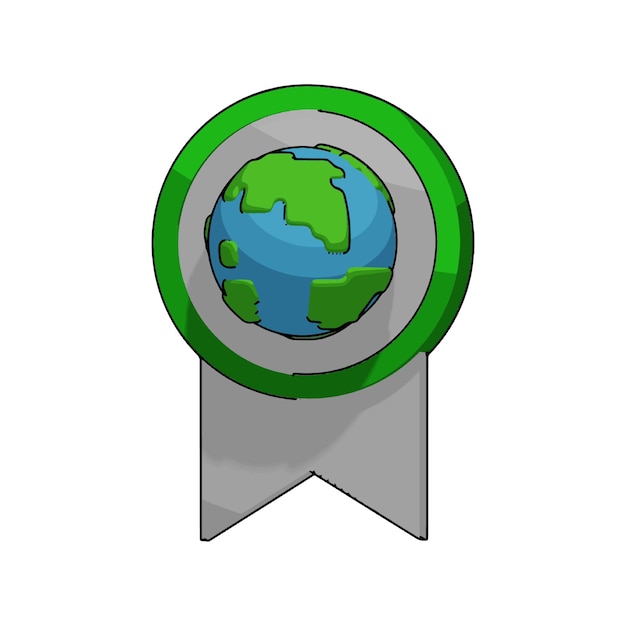 Love Earth Day cartoon illustration icon Badge