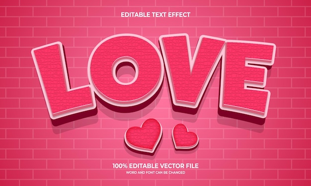 Vector love editable and 3d style text effect