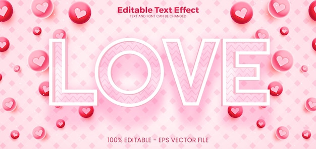 Vector love editable text effect 3d text effect template