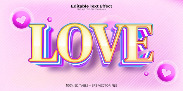 Love editable text effect in modern trend style