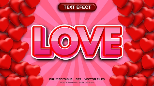 Love editable text effect premium vector