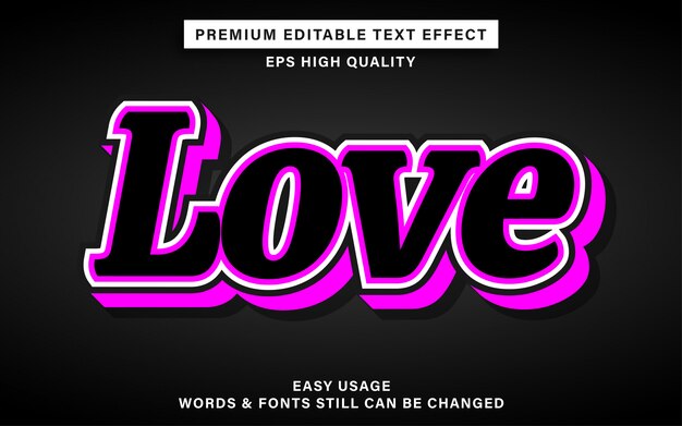 Love editable text effect