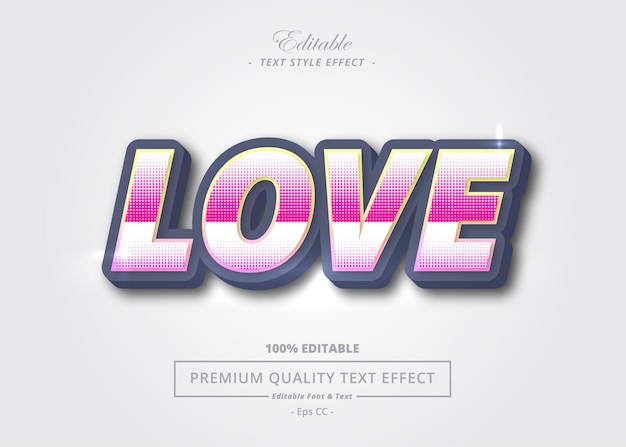 Love editable vector text effect