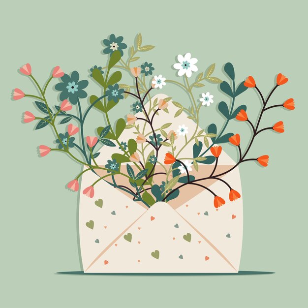 Vector love envelop with floral vector design