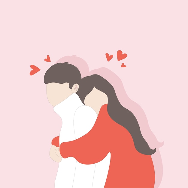 Love faceless couple hugging.Enamored characters. Romantic relationship, tenderness concept.