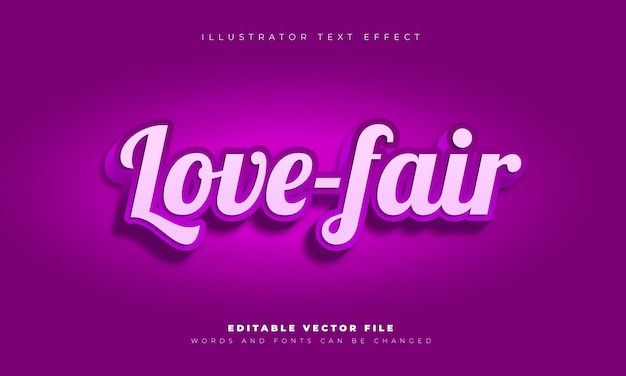 Vettore love fair effetto testo in stile 3d