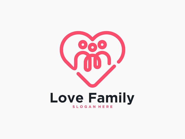 Love family care line art logo design