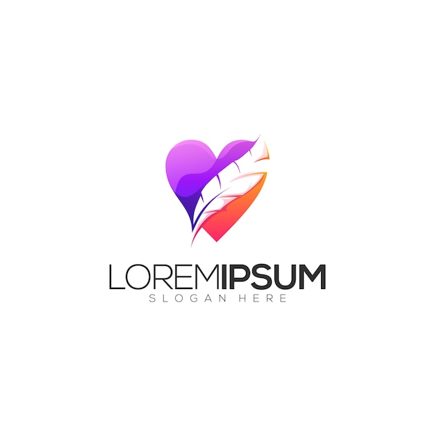 Amore piuma premium logo vettoriale