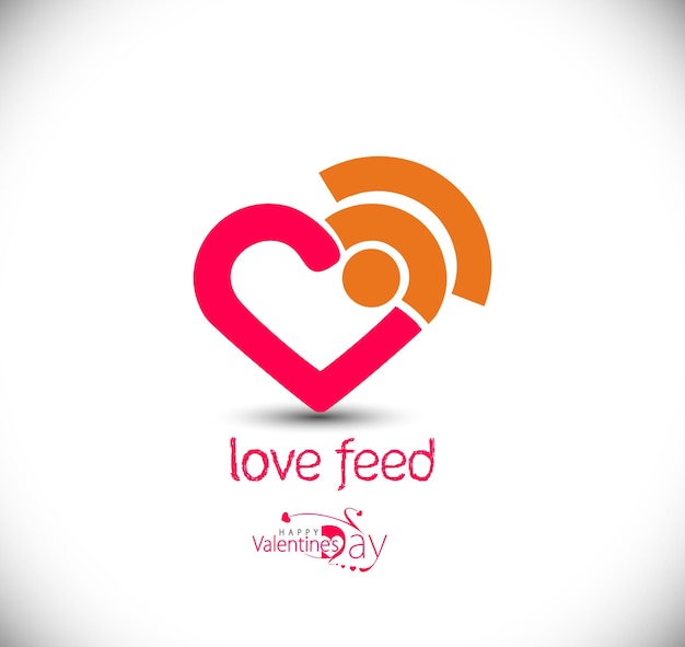 Love Feed Wifi Hart Valentijnsdag Logo, Vector Illustratie.