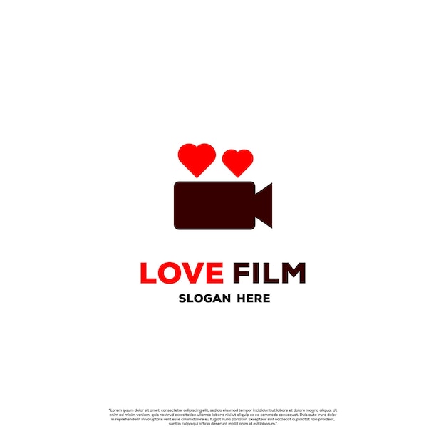 Love film logo design creative projector with love icon logo icon template