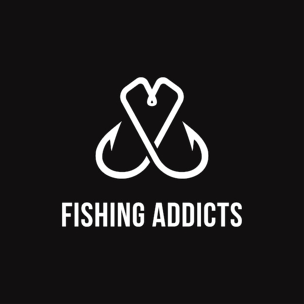 Love fishing logo creative love and hook logo icon vector template on black background