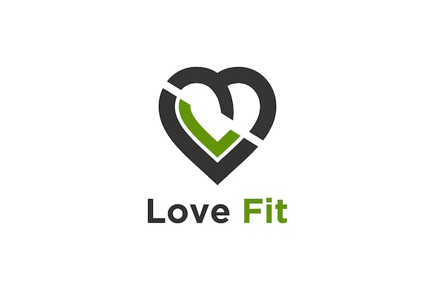 Love fit fitness wellness logo design gym girl icon symbol