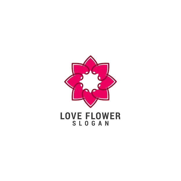 Love flower logo icon design template luxury premium vector