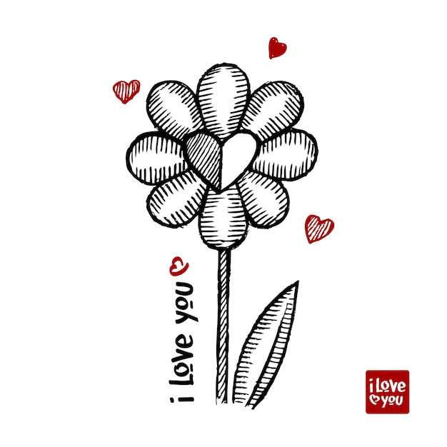 Vector love flower sketch