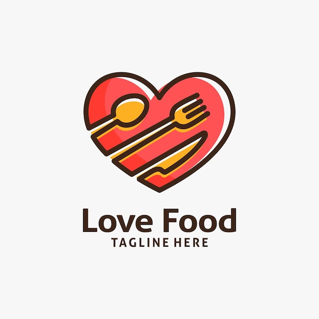 Vector love food logo design illustration