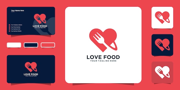 Amore e forchetta, amore design logo cibo e biglietto da visita