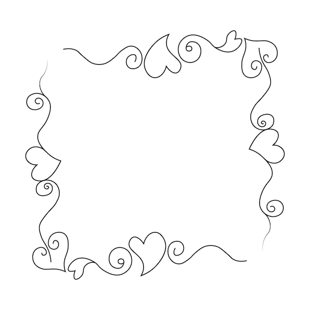 Love frame outline floral rectangle frame design vector