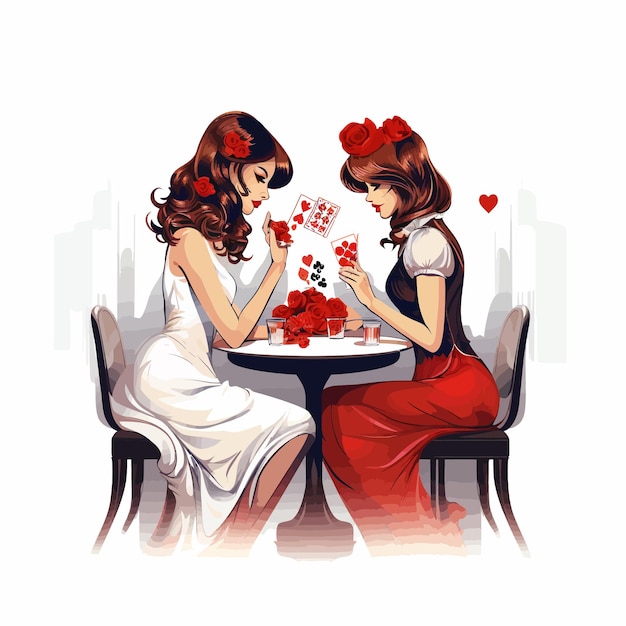 Vettore giochi d'amore giocando a carte