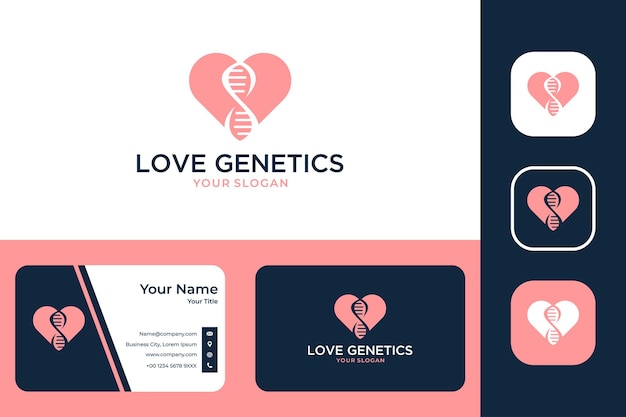 Современный дизайн логотипа и визитной карточки Love Genetics