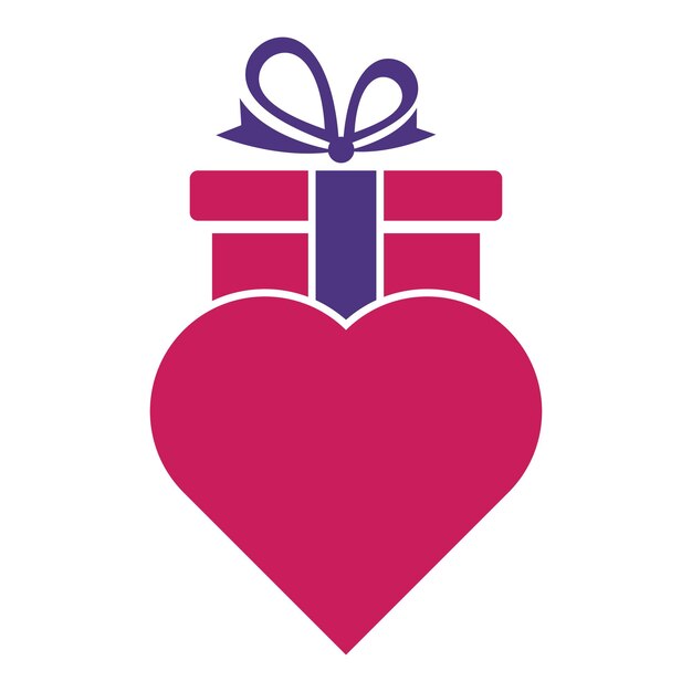 Любовь подарок логотип вектор символ значок дизайн. Значок вектора логотипа подарка сердца.