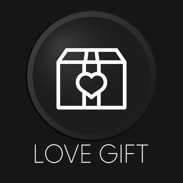 Love gift minimal vector line icon on 3D button isolated on black background Premium VectorxA