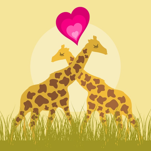 Vector love a giraffe