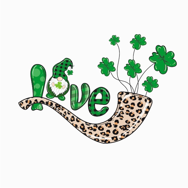 Love Gnome St. Patrick’s Day vector for T-shirt