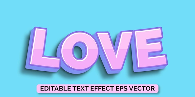 Love gradient color editable 3d text effect eps vector