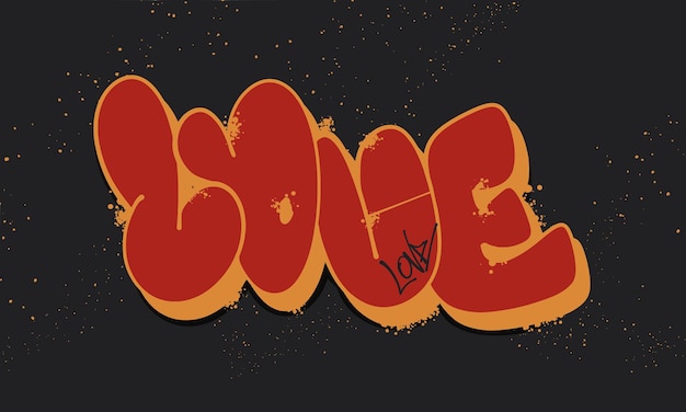 Love Graffiti Bubble style hand drawn lettering