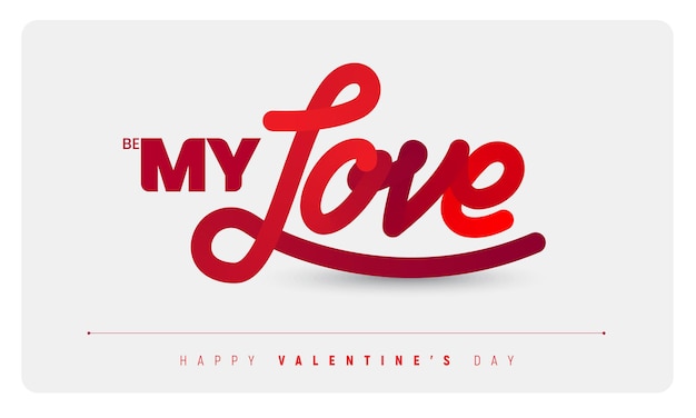 Love hand-drawn lettering happy valentine's card, postcard