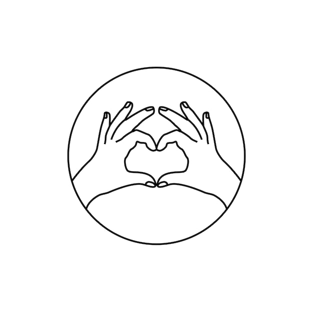 love hand gesture line art in the circle shape