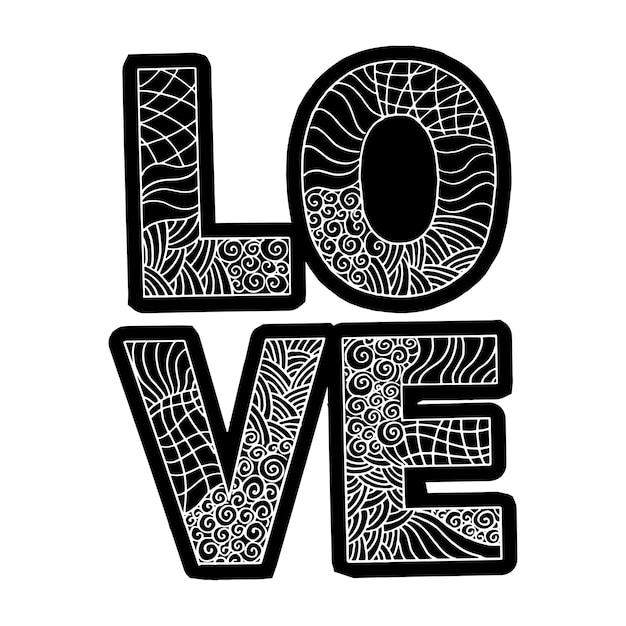 Love hand lettering doodle art illustration vector