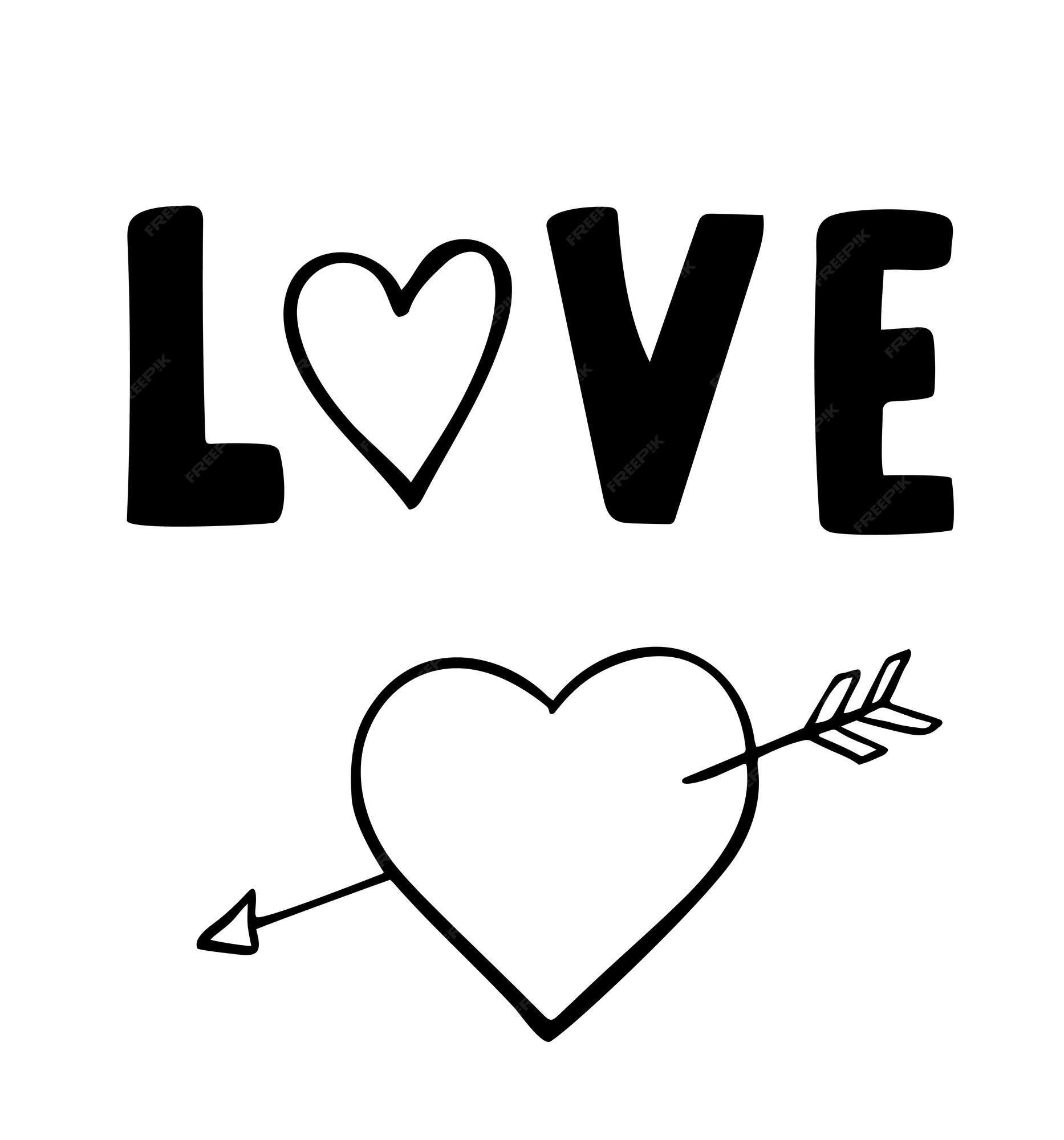 Premium Vector  True love hand lettering with a doodle heart