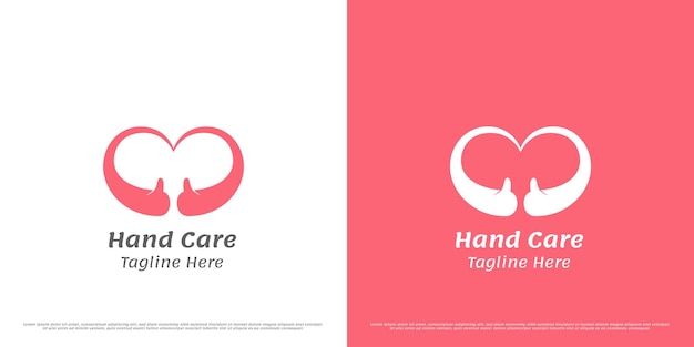 Vector love hand logo design illustration silhouette of hand heart gesture caring handshake help support