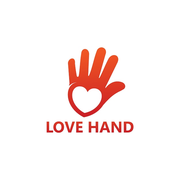 Вектор дизайна шаблона логотипа руки любви, эмблема, концепция дизайна, творческий символ, значок