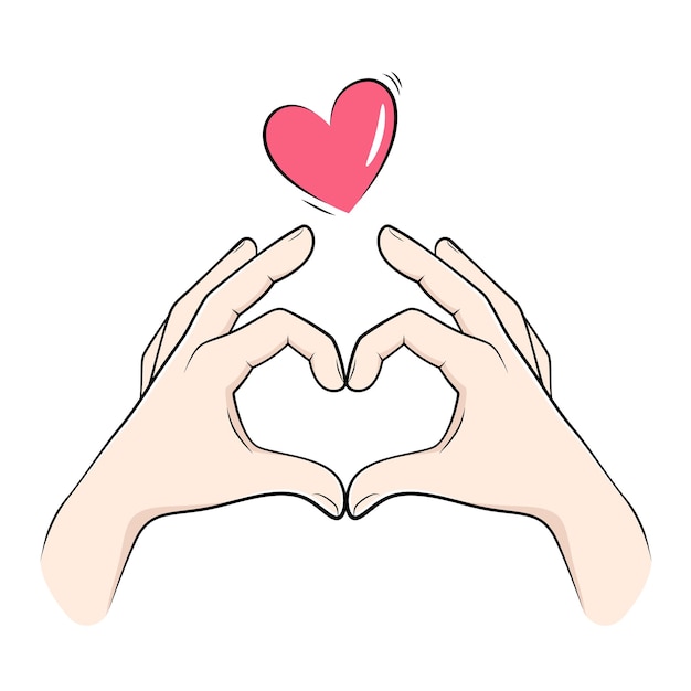 Vector love hand sign, finger heart vector drawing