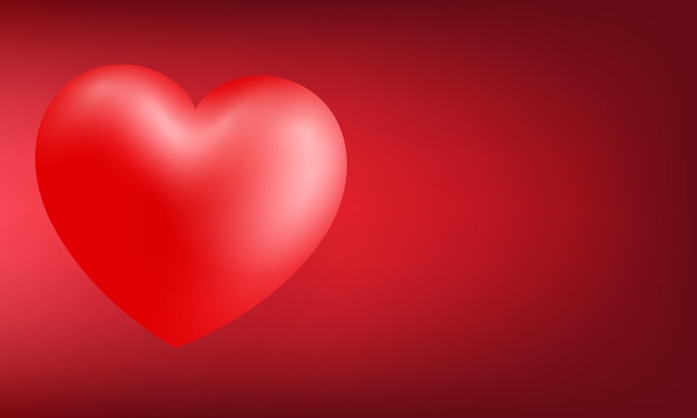 Love Happy Valentine's day Beautiful red background with realistic big red heart