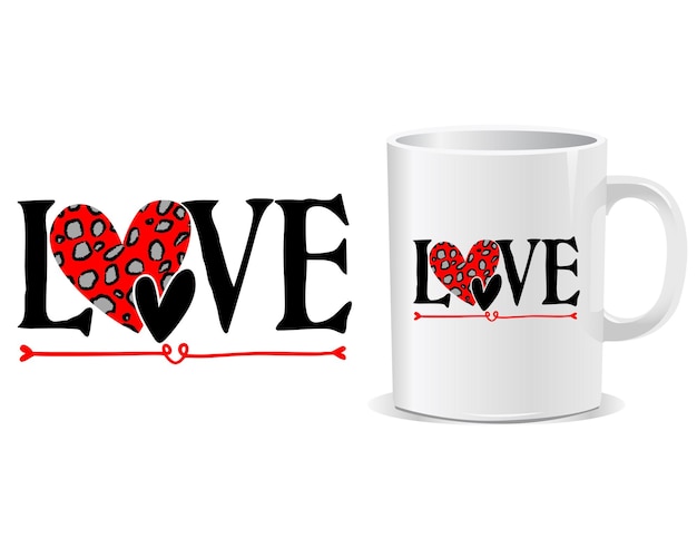 Vector love happy valentine's day mug design vector