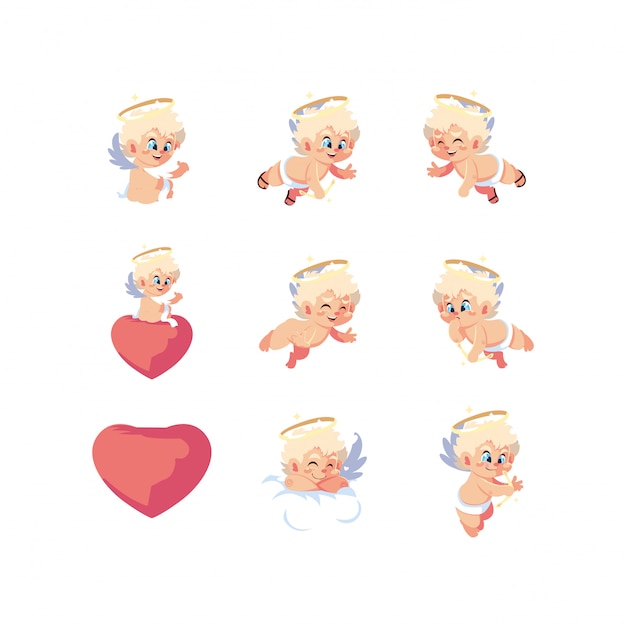 Love and happy valentines day icon set 