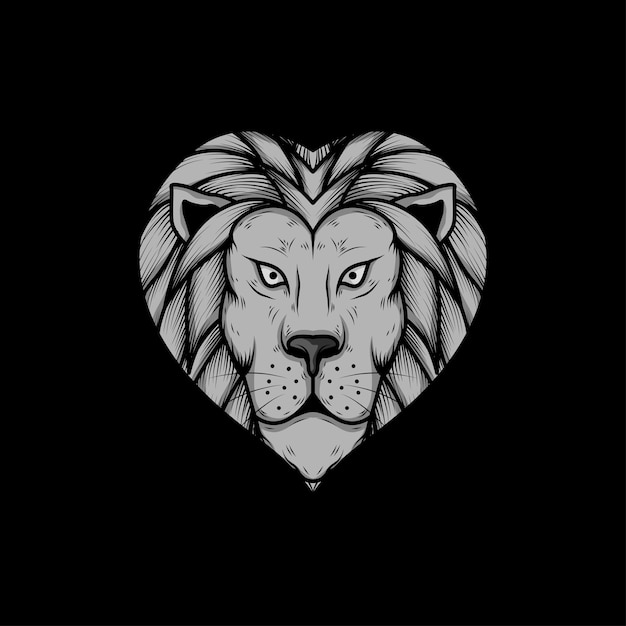 Love head lion valentines day illustration