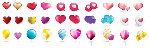 Vector love heart balloon valentine heart glossy balloon isolated on transparent background festive decoration holiday backdrop balloon happy valentines day design element vector illustration