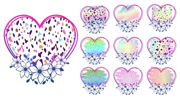 Love Heart Floral Frame Background Design Graphic Vector