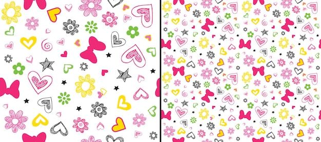 Love heart and flowers seamless pattern illustration