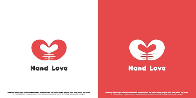 Love heart hand logo design illustration Simple modern minimalist creative abstract flat silhouette