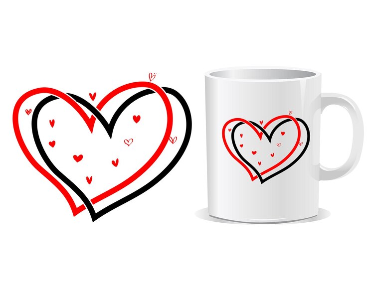 Vector love heart happy valentine's day quotes mug design vector